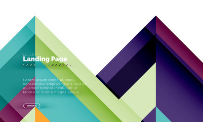 Square shape geometric abstract background, landing page web design template