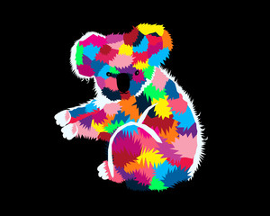 Colorful Koala Pop Art Cartoon Poster Graphic
