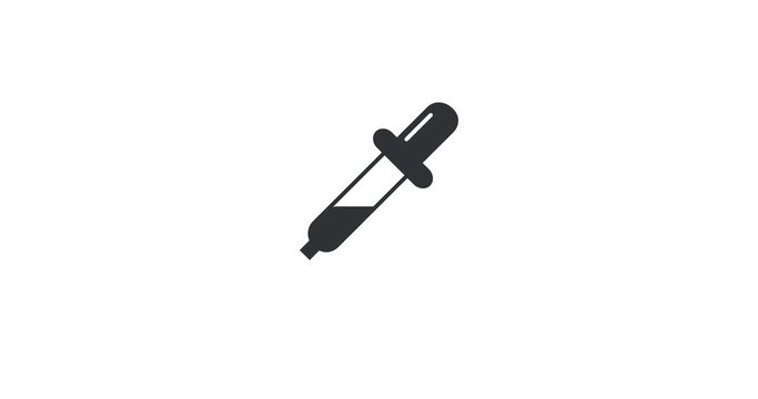 animation modern pipette icon with drop, concept for web artist freelancing or medicine lab