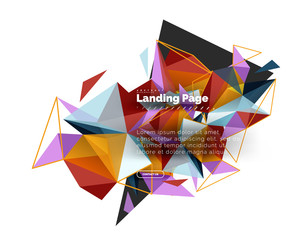 Fototapeta na wymiar Triangular design abstract background, landing page. Low poly style colorful triangles on white