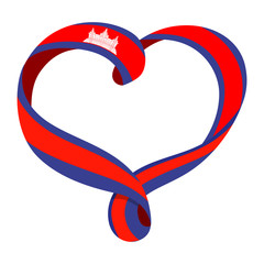 Cambodia flag ribbon-shaped heart.