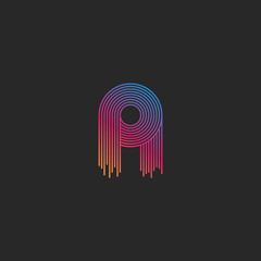 Initial letter A logo monogram linear modern trendy colorful gradient, thin linears geometric form design template.