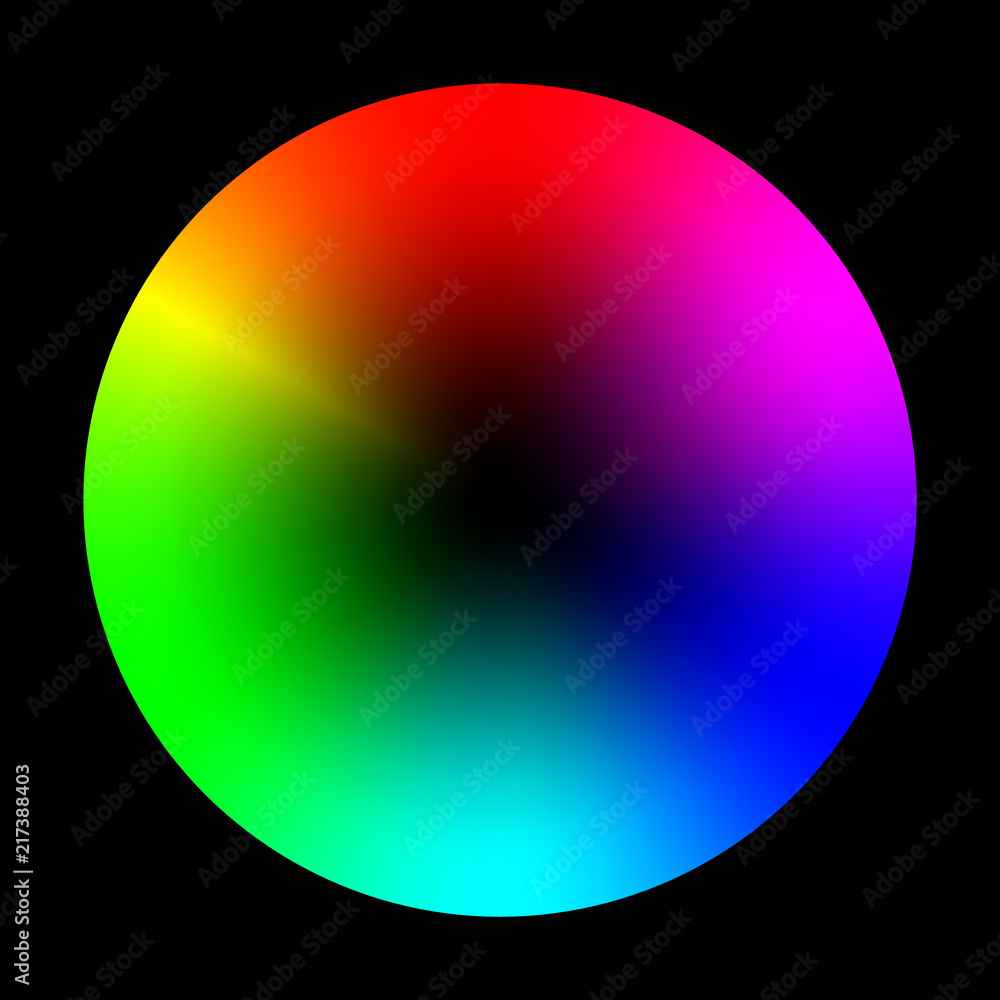 Poster color wheel or circle with coloristic variations round table