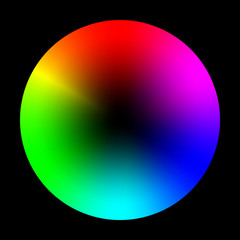 Color wheel or circle with coloristic variations round table
