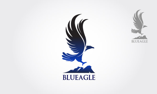 Blue Eagle Vector Logo Template. Vector illustration Blue Eagle flew as a symbol or logo of the company.
