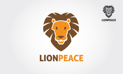 Lion Peace Vector Logo Template. This is a decorative lion face or lion head base logo.