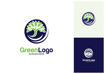 People Tree Logo and Icon Template, Green logo vector