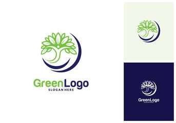People Tree Logo and Icon Template, Green logo vector