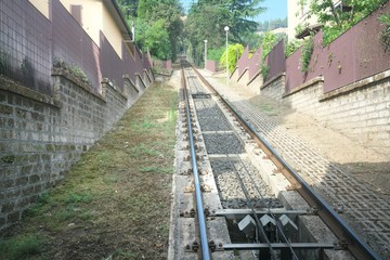 Orvieto,Italy-July 28, 2018: A view from a cable car departing from Orvieto station to City center