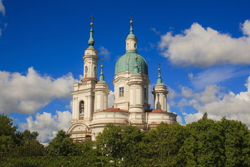 Summer morning on the river Luga. Yamburg. Kingisepp.Russia.