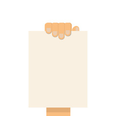 Hand with sheet without text.