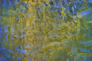Fototapeta na wymiar Concrete background in blue-yellow color with large texture.