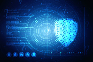 2d illustration Security concept - shield 
