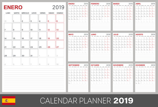 Spanish calendar 2019