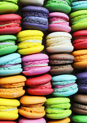 Close up of colorful French macaroons cookie