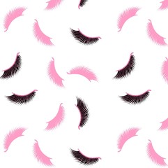 Fototapeta na wymiar Lashes vector pattern with pink glitter effect