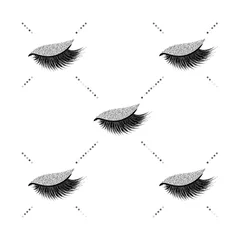 Garden poster Eyes Lashes vector pattern with silver glitter effect