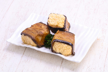 Eggplant with cheese roll