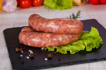 Raw pork sausages