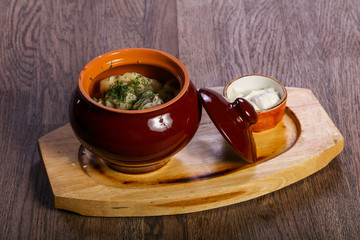 Russian dumplings with cream