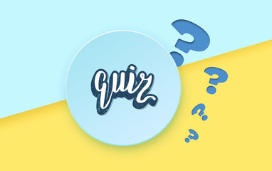 Quiz handwritten lettering card.  Vector illustration.