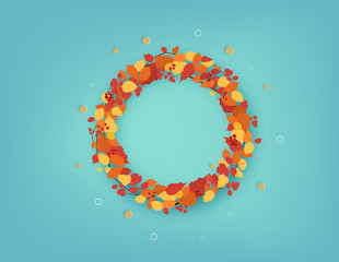 Autumn wreath with leaves. Vector illustration.