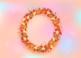 Autumn wreath with leaves. Vector illustration.