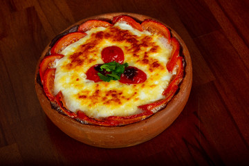 Baked meat with cheese