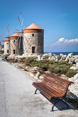 Fototapeta na wymiar Old Windmills of Rhodes