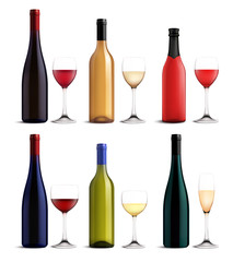 Wine And Glass Realistic Set