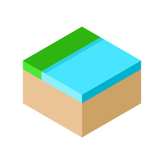 Isometric Piece of lake and grass vector illustration. concept. Flat style design. Colorful graphics