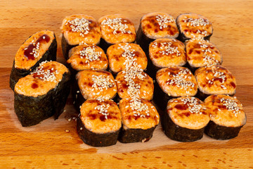 Baked roll with sesame