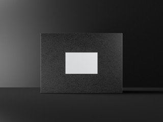 Black textured Box Mockup packaging in dark studio