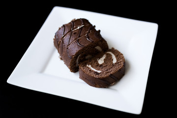 chocolate roll in icing