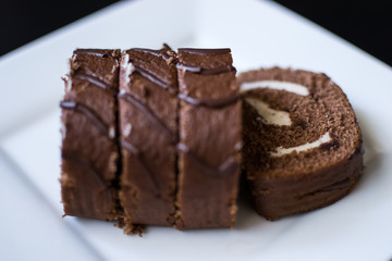 chocolate roll in icing