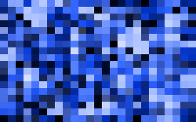 Banner black and blue squares mosaic. Blue pixel poster. Abstract dark blue background pattern for design. Aqua halftone effect. Abstract grunge textures. Vector illustration eps10.