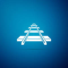 Railroad icon isolated on blue background. Flat design. Vector Illustration