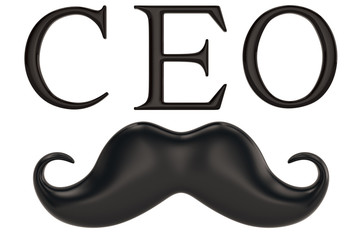 CEO and mustache icon isolated on white background 3D illustration.