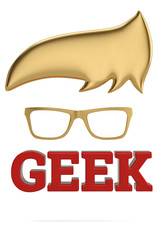 Glasses and geek logo isolated on white background 3D illustration.
