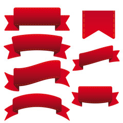 Red Ribbon set vector