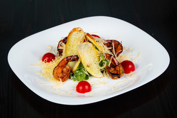 Caesar salad with prawn