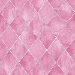 Argyle geometric watercolor seamless pattern