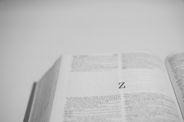 Fototapeta premium Roman A to Z alphabet printed on open book