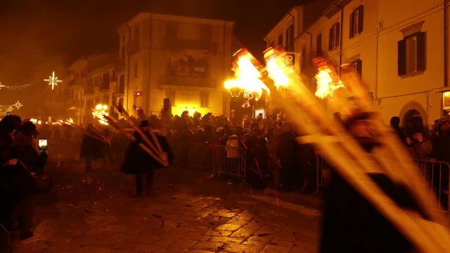 Ndocciata a greatest fire shows in Italy celebrated in Agnone on Christmas Eve