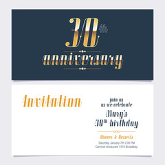 30 years anniversary invitation vector