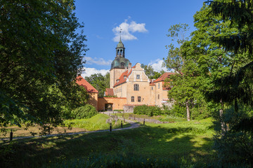 View of the Lielstraupe castle on a sunny summer day, Latvia