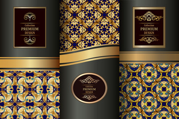 Collection of Luxury Golden Patterns. Collection oriental seamless pattern. Golden vintage design elements