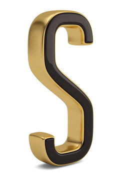 Gold metal S alphabet isolated on white background 3D illustration.