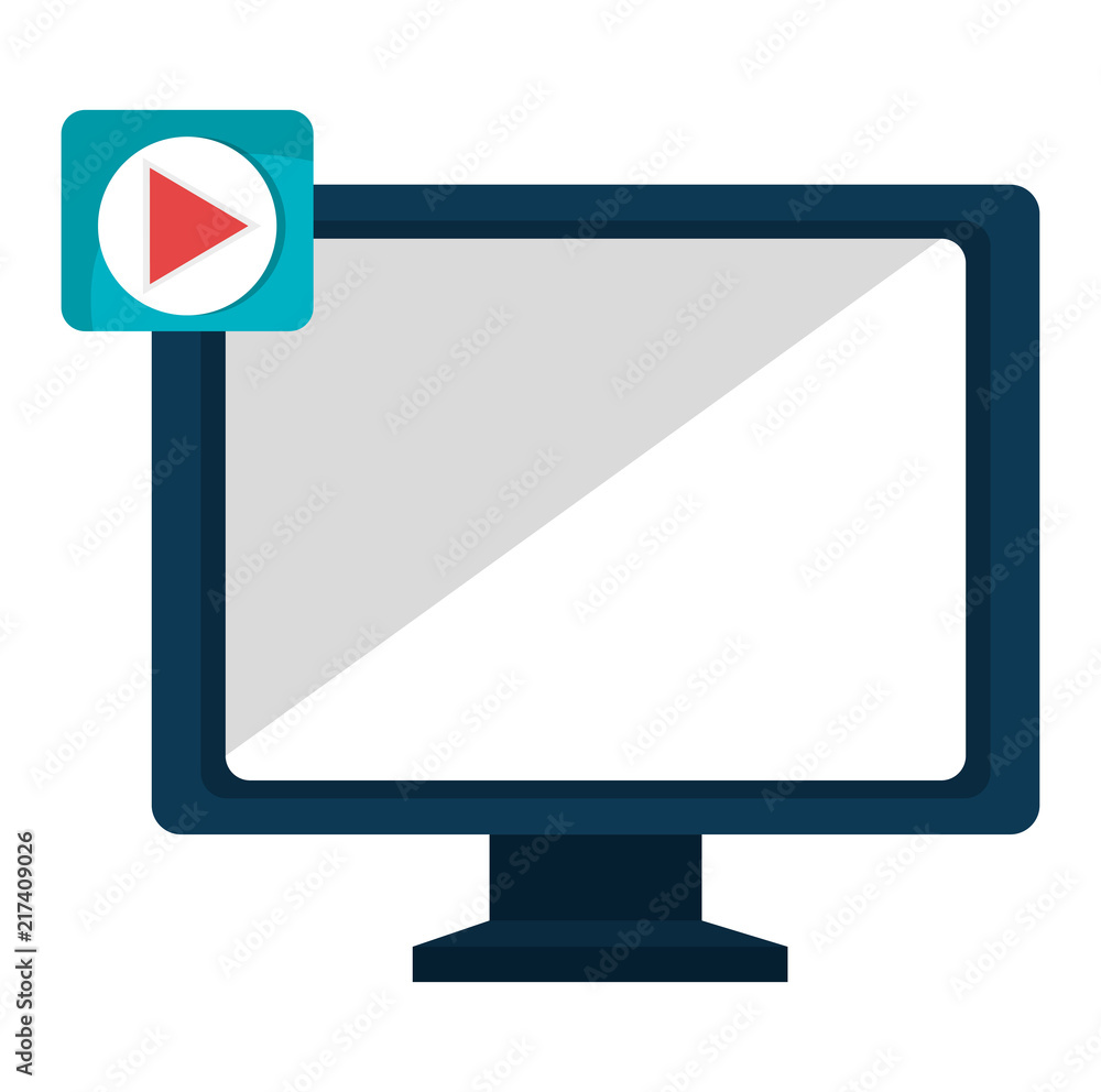Poster computer display with media player icon
