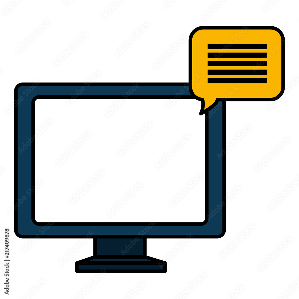 Poster computer display with speech bubble